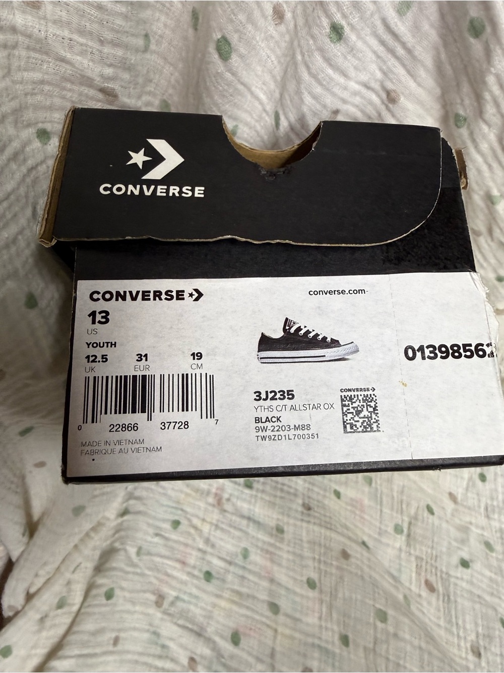 Converse Black Low-Top Canvas Sneaker with White Accents - Picture 3 of 9